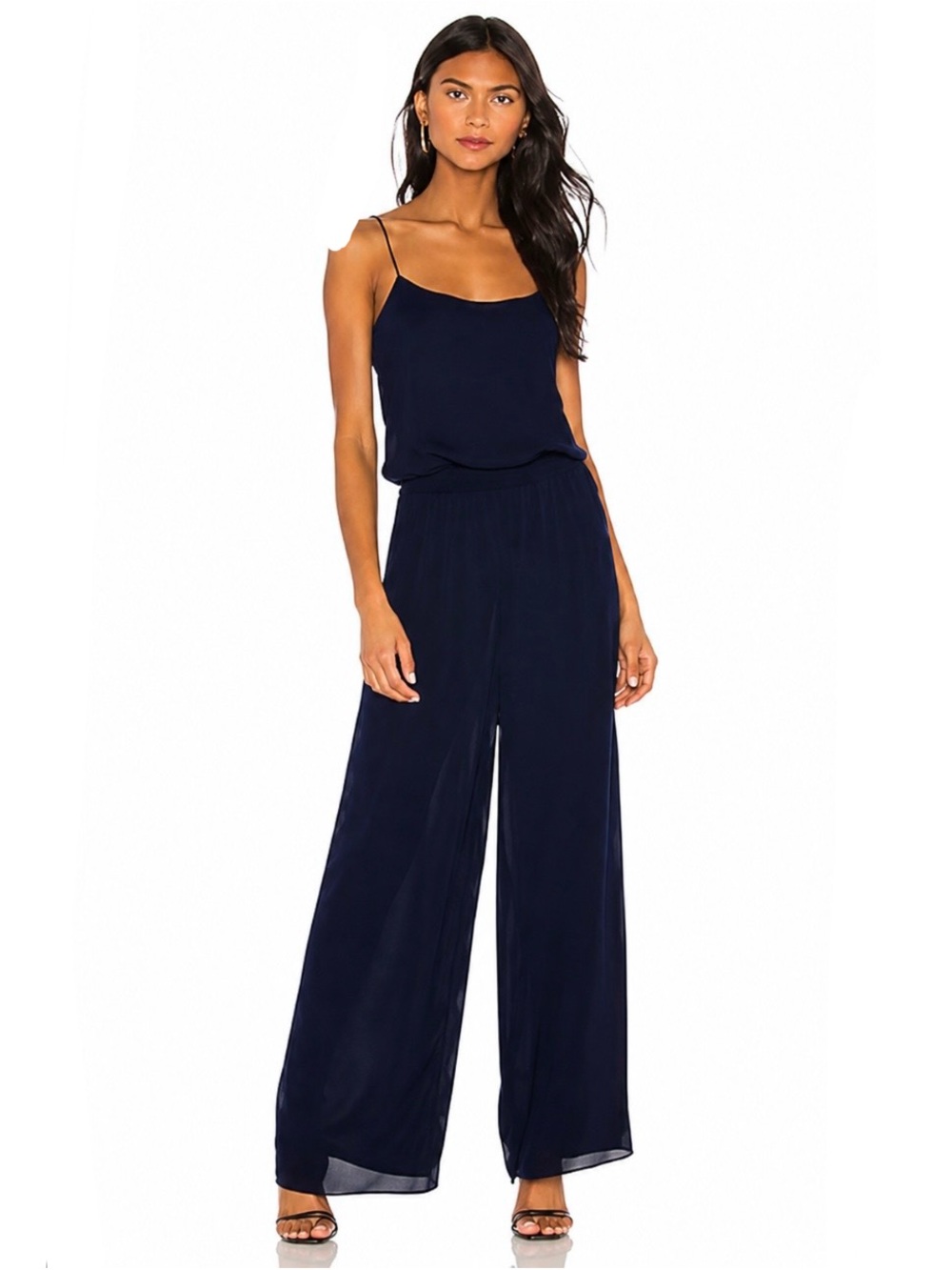 Theory Navy Spaghetti-Strap Wide-Leg Jumpsuit • msrp $395